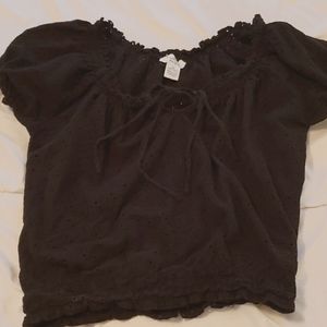 Black Eyelet Top - Swiss Miss